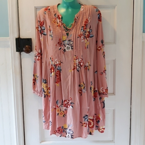 Old Navy peach floral medium BOHO Hippie Bohemian - Picture 1 of 2